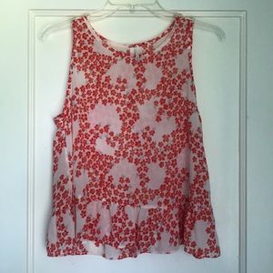 Red floral peplum blouse